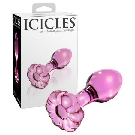 Icicles No. 48 - virágos üveg anál kúp pink