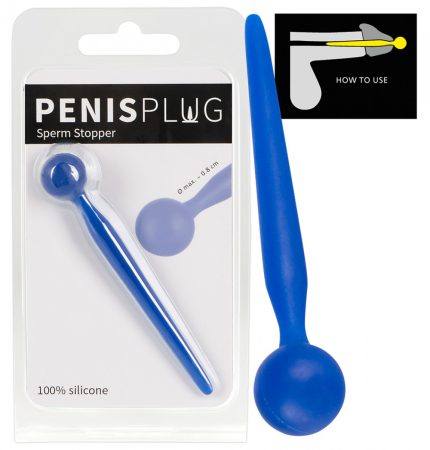 Dilator Sperm Stopper - gömbös, szilikon húgycsőtágító dildó kék