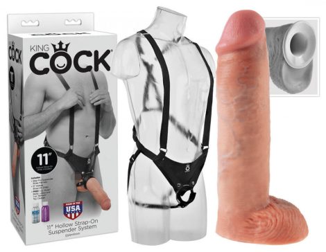 King Cock Strap-on 11 - üreges, felcsatolható dildó hámmal 28cm