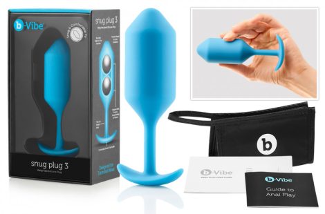 b-vibe Snug Plug 3 - dupla golyós anál dildó 180g - kék