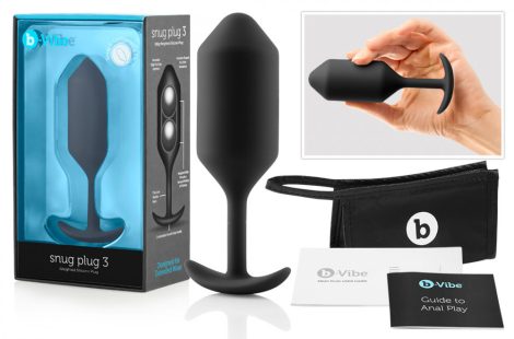 b-vibe Snug Plug 3 - dupla golyós anál dildó 180g - fekete