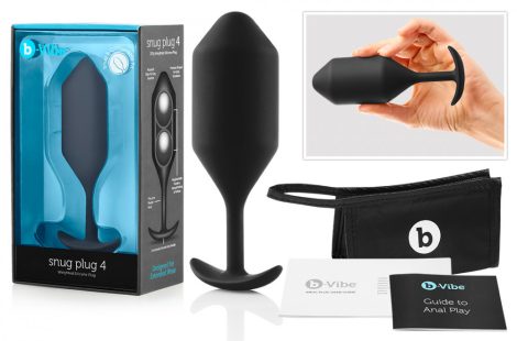 b-vibe Snug Plug 4 - dupla golyós anál dildó 257g - fekete