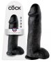 King Cock 12 herés nagy dildó 30 cm - fekete