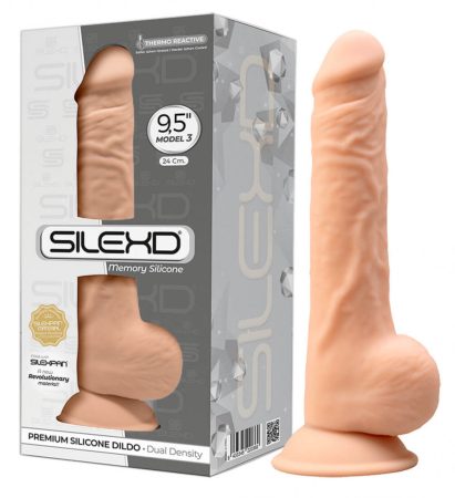 Silexd 9,5 - tapadótalpas dildó - 24cm natúr