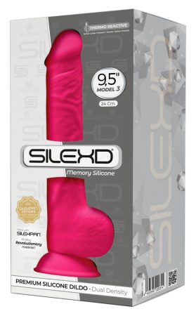 Silexd 9,5 - alakítható, tapadótalpas, herés dildó - 24cm pink