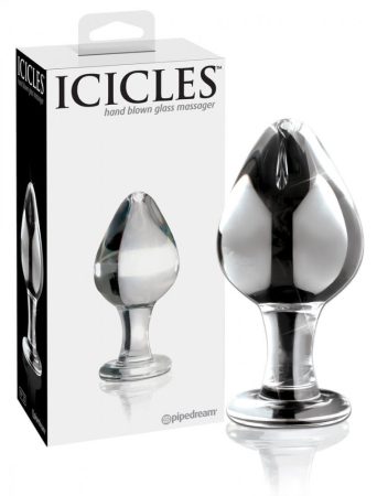 Icicles No. 25 - kúpos, üveg anál dildó áttetsző