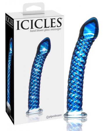 Icicles No. 29 - spirális, péniszes üveg dildó kék