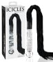   Icicles No. 38 - bőr korbácsos üveg dildó (áttetsző-fekete)