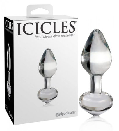 Icicles No. 44 - kúpos, üveg anál dildó áttetsző