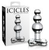 Icicles No. 47 - tripla gyöngyös, üveg anál dildó áttetsző