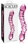 Icicles No. 55 - kétvégű, G-pont üveg dildó pink