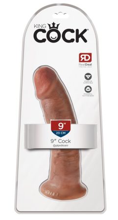 King Cock 9 - tapadótalpas élethű dildó 23cm - sötét natúr