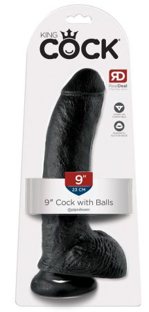 King Cock 9 - nagy tapadótalpas, herés dildó 23cm - fekete