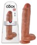 King Cock 11 - nagy tapadótalpas, herés dildó 28cm - sötét natúr