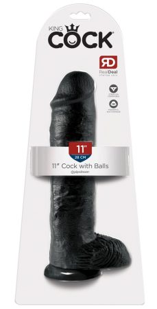 King Cock 11 - nagy tapadótalpas, herés dildó 28cm - fekete