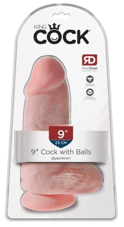 King Cock 9 Chubby - tapadótalpas, herés dildó 23cm - natúr