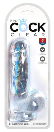 King Cock Clear 6 - tapadótalpas, herés kis dildó 15cm