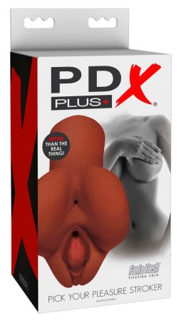 PDX Pick Your Pleasure Stroker - 2in1 élethű maszturbátor barna