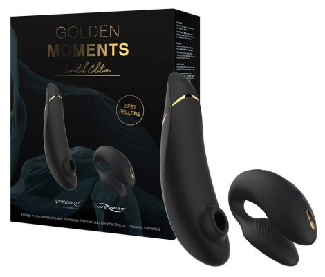 Womanizer Golden Moments 2 - csiklóizgató és párvibrátor fekete