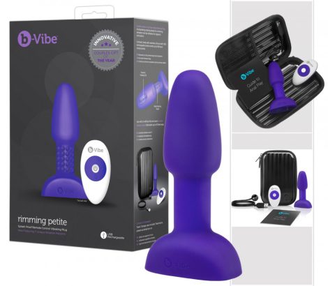 b-Vibe Rimming - forgó gyöngyös anál vibrátor lila