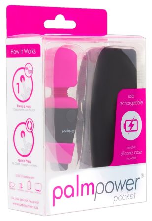 PalmPower Pocket Wand - mini masszírozó vibrátor pink-fekete