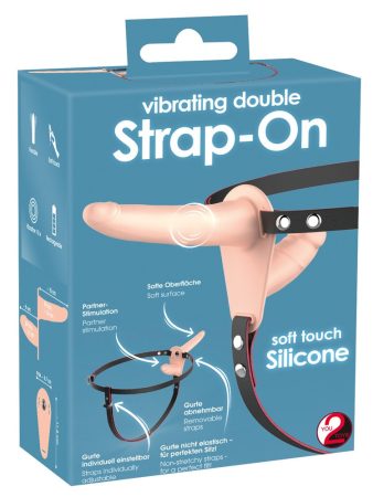 You2Toys - Strap-On - akkus, felcsatolható dupla vibrátor natúr