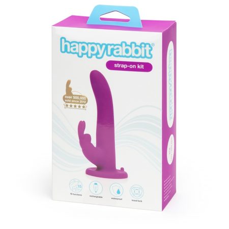 Happyrabbit Strap-On - nyuszis felcsatolható vibrátor lila