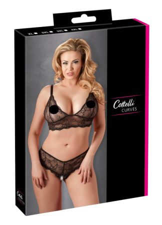 Cottelli Plus Size - finom csipke melltartó szett fekete