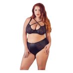 / Cottelli Plus Size - keresztpántos melltartó és alsó fekete