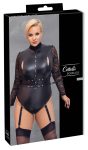 Cottelli Bondage Plus Size - csipkésujjú body fekete