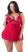 Cottelli Plus Size - csipkés, lenge babydoll piros