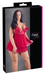 Cottelli Plus Size - csipkés, lenge babydoll piros