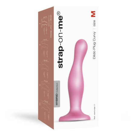 Strap-on-me Curvy M - hullámos, talpas dildó pink