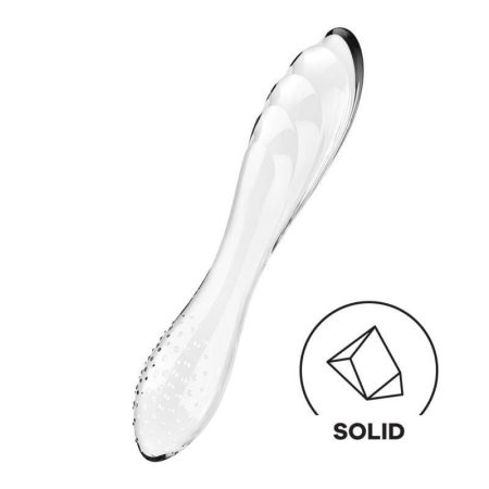 Satisfyer Dazzling Crystal 1 - 2 végű üveg dildó (áttetsző)