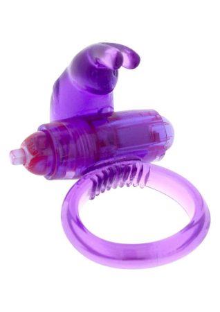 Seven Creations Rabbit Silicone Vibrating Cockring - Szilikon csiklóizgatós nyuszis vibrációs péniszgyűrű (Lila)