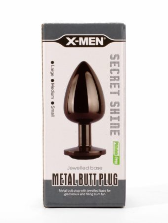 X-MEN Secret Shine Metal Butt Plug Gun Colour S - Fém anál plug - S - 7,1cm (fekete)