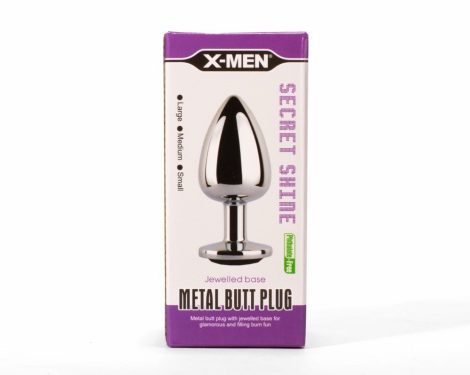 X-MEN Secret Shade Metal Butt Plug S - Fém anál plug - S - 7,1cm (Ezüst-Fekete)