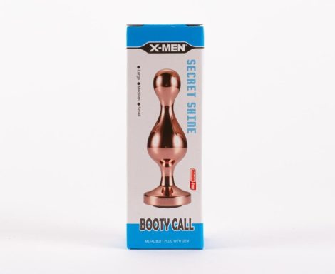 X-MEN Secret Shine Booty Call L IV - Fém anál plug L - 13cm (Rózsaarany színű-Fekete)