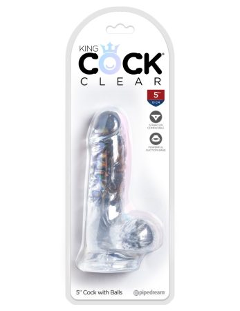 King Cock 5 Inch Letapasztható relalisztikus dildó (Áttetsző)