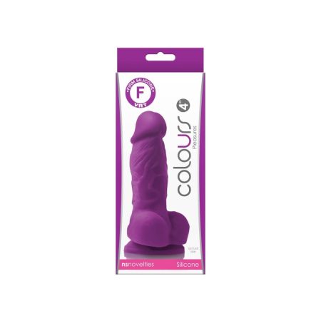 NS Novelties Colours Pleasures 4" Dildo - Szilikon letapasztható - Herés élethű dildó - 14 cm (Lila)