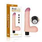 Real Softee 8 inches, tízsebességű vibrátor herékkel