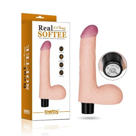 Real Softee 8 inches, tízsebességű vibrátor herékkel