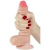 Lovetoy Sliding-Skin - kétrétegű tapadótalpas dildó - 18cm (natúr)