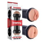   Lovetoy Training Master Double Side Stroker  - Élethű művagina és műpopsi tokban (Bőrszínű-Fekete)