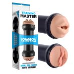    Lovetoy Training Master Double Side Stroker - Élethű művagina és műszáj tokban (Bőrszínű-Fekete)