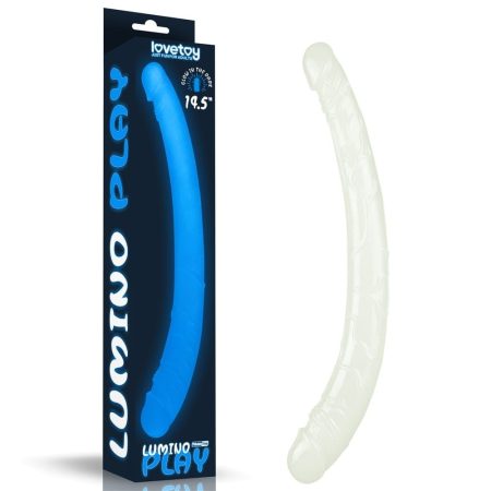 Lovetoy Lumino Play Double Dildo 14.5 inch - Vízálló kétvégű élethű dildó - 37 cm (Áttetsző)