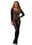   Leg Avenue 728297 Sheer Long Sleeves Bodystocking O/S Black - Szexi cicaruha (Fekete)