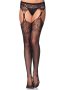   Leg Avenue Tear drop garterbelt stockings black O/S - Szexi harisnyatartó (Fekete)