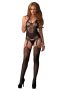   Leg Avenue Jacquard Net Bodystocking Black O/S - Szexi cicaruha (Fekete)