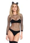   Leg Avenue Naughty Kitty Bodysuit Black M/L - Szexi body (Fekete)